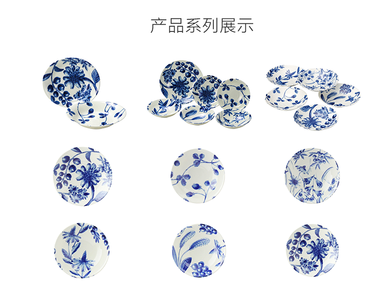 日本原产AITO Botamical美浓烧陶瓷餐盘餐碗碟子 6件套装