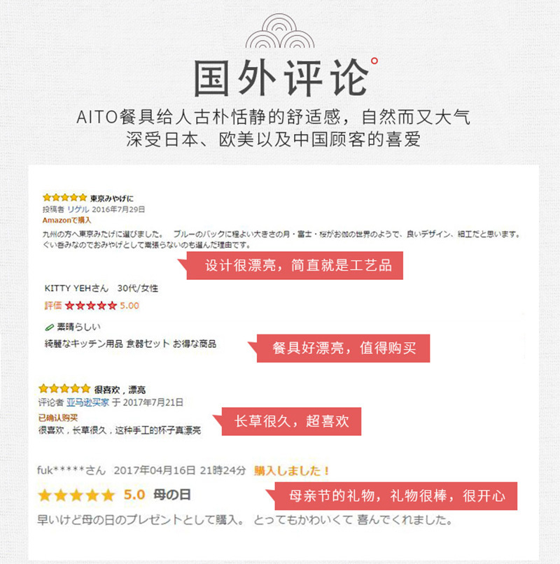 日本原产AITO宇野千代淡墨樱花美浓烧陶瓷碗碟7件套装