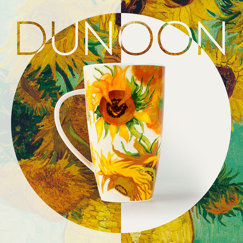 英国丹侬Dunoon大容量创意手工向日葵睡莲骨瓷水杯马克杯